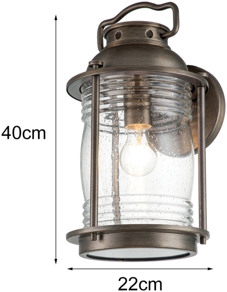 Industrial Wandlaterne ASHLAND BAY für Innen & Außen, Bronze Höhe 40cm Bild 10