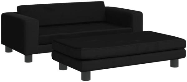 vidaXL Kindersofa mit Hocker Schwarz 100x50x30 cm Samt 3196411