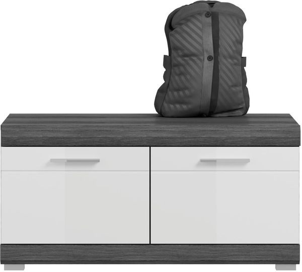 INOSIGN Sitzbank Siena, Breite 90 cm, 2 Türen, 2 Einlegeböden, 4 Fächer, Front-Rillenfräsung, Bank, Schuhbank, Garderobenbank,Dielenbank