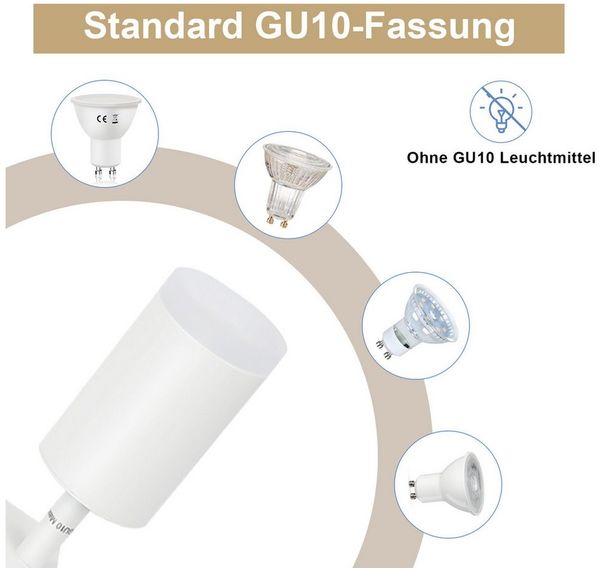 Nettlife Deckenstrahler 1/2/3/4 Flammig GU10, LED wechselbar, Warmweiß, Schwenkbar Flurlampe Metall für Schlafzimmer Küche Büro