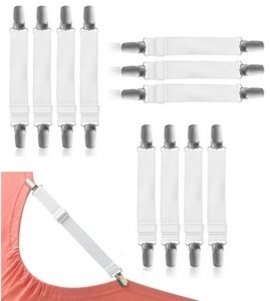 BAYLI Spannbettlaken Verstellbare Bettlakenspanner [12er Set], Betttuchspanner mit Metallc Bild 6