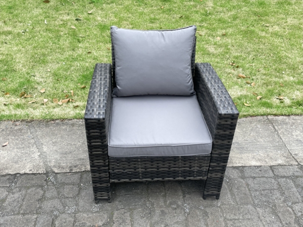 Fimous 6 Sitzer Outdoor Dunkelgrau gemischt Hoher Rücken Rattan Sofa Esstisch Set Gartenmöbel Sesseln Liebe Sofa Bild 4