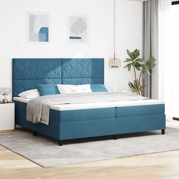 vidaXL Boxspringbett mit Matratze Dunkelblau 200 x 200 cm Samt 3339924