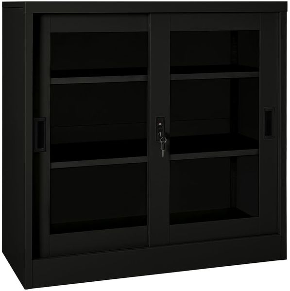vidaXL Schrank mit Schiebetür Schwarz 90x40x90 cm Stahl 335956