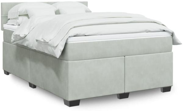 vidaXL Boxspringbett mit Matratze Hellgrau 160x200 cm Samt 3288654