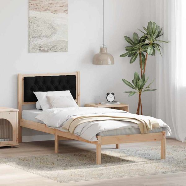 vidaXL Bettrahmen Schwarz 75 x 190 cm Massives Kiefernholz 878231