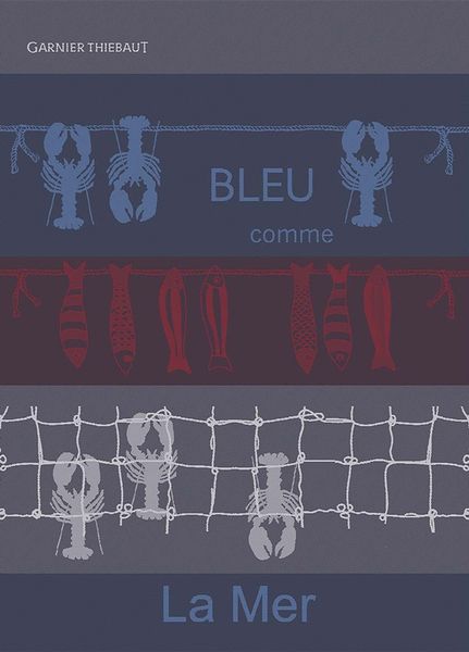 Garnier-Thiebaut Geschirrtuch Bleu Comme La Mer Tricolore 50x70 Cm 100% Baumwolle