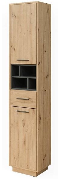 Badschrank Beatrice Artisan Eiche/Anthrazit 38 x 190 cm mit Türen, Schublade Vicco