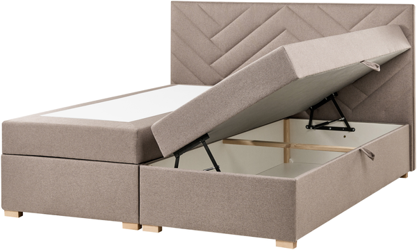 Boxspringbett mit Stauraum Stoff ESQUIRE 180 x 200 cm Taupe