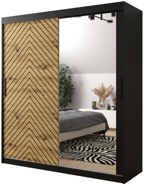 Kleiderschrank Sonter II 180 (Farbe: Schwarz / Artisan Eiche + Schwarz, Größe: 180 cm, ohne Schubladen)