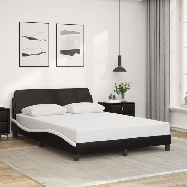 vidaXL Bettgestell "Dover" Schwarz und Weiß 120x200 cm Kunstleder 373163