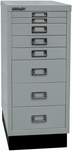 Bisley MultiDrawer™, 29er Serie mit Sockel, DIN A4, 8 Schubladen, Farbe silber