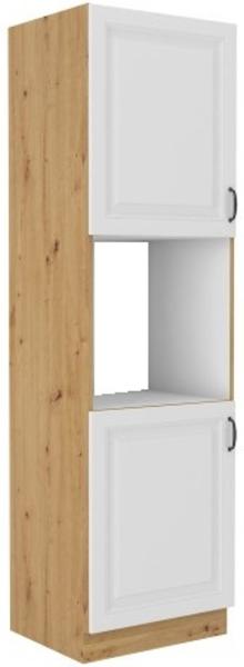 Küchen Hochschrank 60 cm Stilo Weiss + Eiche Artisan Küchenzeile Küchenblock