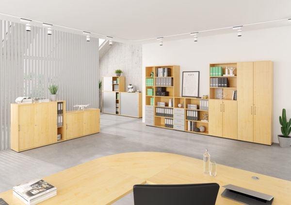 bümö Regal Nussbaum, Standregal aus Holz für 3 Ordnerhöhen - Bücherregal klein 80 cm breit, Aktenregal für Ordner & Bücher, kleines Büroregal, Holzregal, Ordnerregal, Buchregal Dachschräge, 938RE-N Bild 7