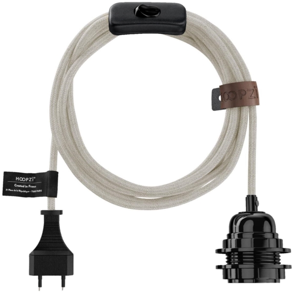 HOOPZI - Bala - Fassung e27 mit Kabel - Lampenfassung e27 mit Kabel und Schalter natur