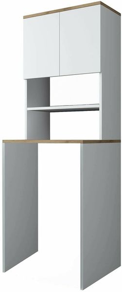 Dmora 2-türiger MehrzweckschrankFiamma, Multifunktionale Möbel, Schuhschrank, Besenschrank, 65x60h184 cm, Weiß und Walnuss