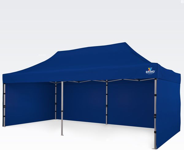 Hochzeitszelt 3x6 m aus Aluminium – elegant und schnell aufbaubar - mit 3 Wänden - Blau