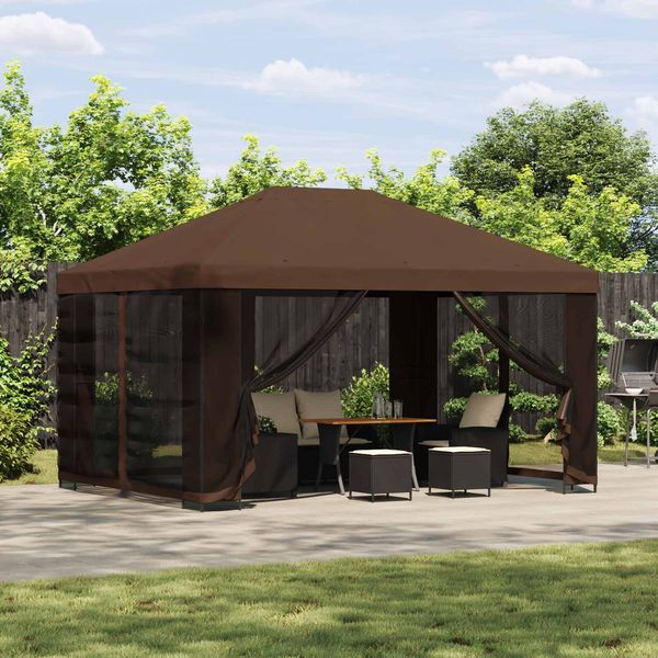 vidaXL Pavillon 4x3 m Braun Polyester und Stahl 190 900384