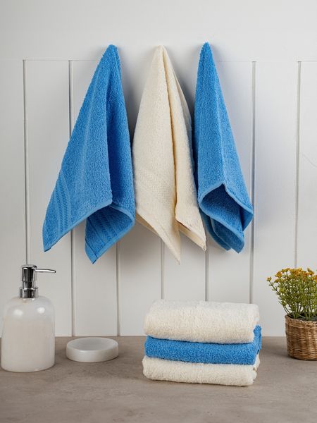 Waschhandtuch-Set (6-teilig), 'Rainbow', Blau, Creme