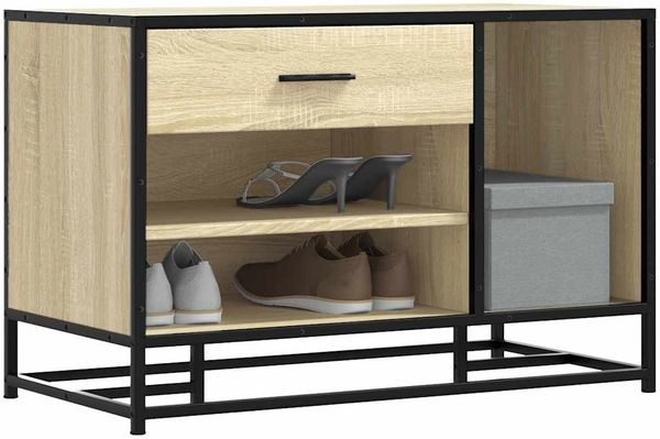 vidaXL Schuhbank Sonoma-Eiche 80x40x53,5 cm Holzwerkstoff und Metall 849225