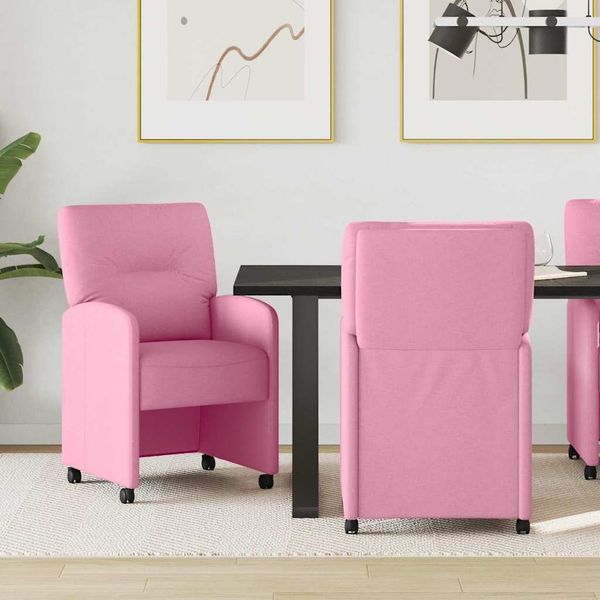 vidaXL Esszimmerstühle mit Rollen 2 pcs Rosa 57 x 67 x 95 cm Stoff 42017856