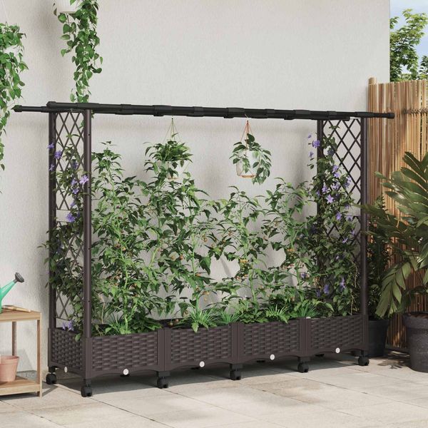 vidaXL Hochbeet mit Rankgitter und Dach Braun 203 x 40 x 127 cm PP 3423156