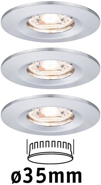 Paulmann No. 94303 Einbauleuchte Nova mini starr IP44 3x4W 2.700K Chrom 230V