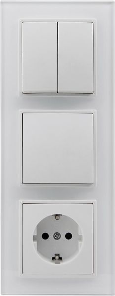 Schalter und Steckdosen Set McPower Flair ''Tür 3-fach-Style'' weiß + Glasrahmen
