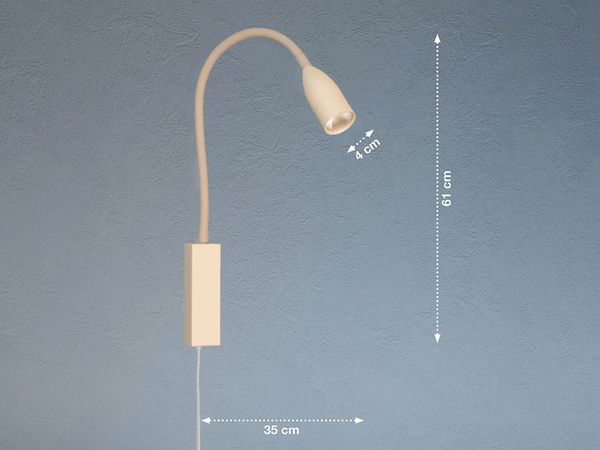 LED Bettlampe STEN Beige mit Kabel und Stecker, Gestensteuerung, Breite 4cm Bild 4