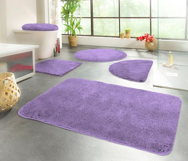 KiNZLER Badematte Chaozhou, Badvorleger, Badezimmer Teppich, Höhe 20 mm, rutschhemmend beschichtet, fußbodenheizungsgeeignet, Polyester, rechteckig, Badteppich, Uni Farben, weich, als rechteckig, rund & Set erhältlich