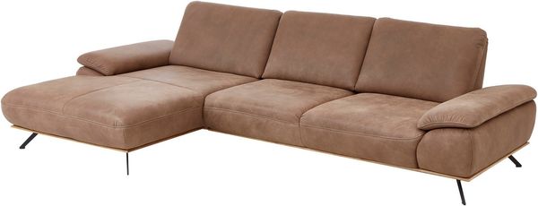 Die PlanBar Ecksofa PN-EM18063 L-Form, wahlweise mit echt bezogenem Rücken und Sitztiefenverstellung