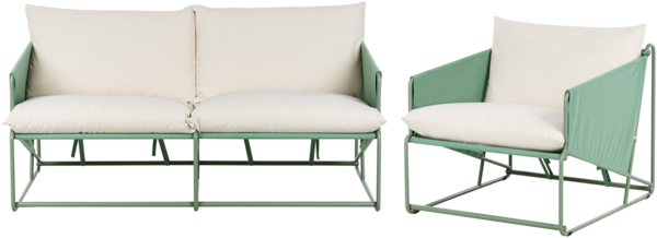 Gartensofa Set 3-Sitzer PONTE Metall Grün