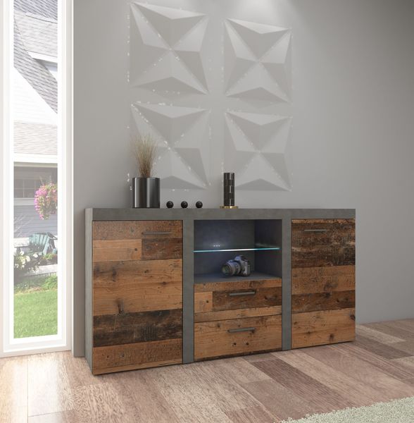 Rumba Kommode Sideboard Wohnwand Wohnzimmer Anbauwand Old Wood + Matera
