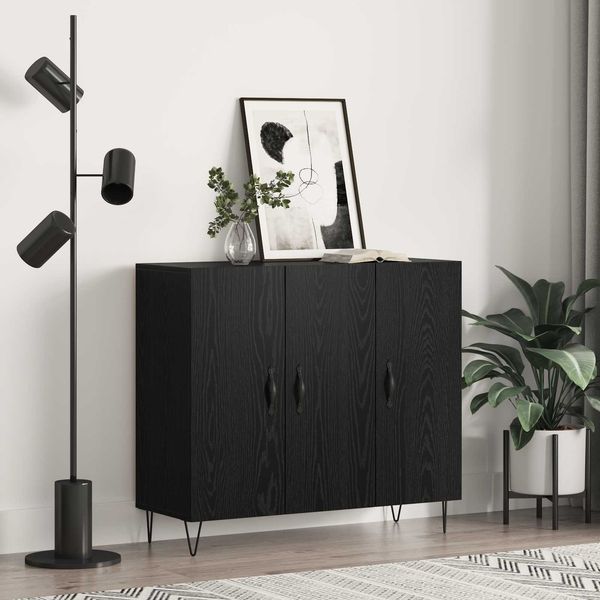 vidaXL Sideboard Schwarz Eichen-Optik 90 x 32,5 x 80 cm Holzwerkstoff 879584