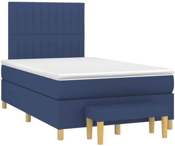 vidaXL Boxspringbett mit Matratze Blau 120x190 cm Stoff 3270424