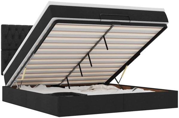 vidaXL Ottoman-Bett mit Matratze & LEDs Schwarz 160x200 cm Stoff 3314102