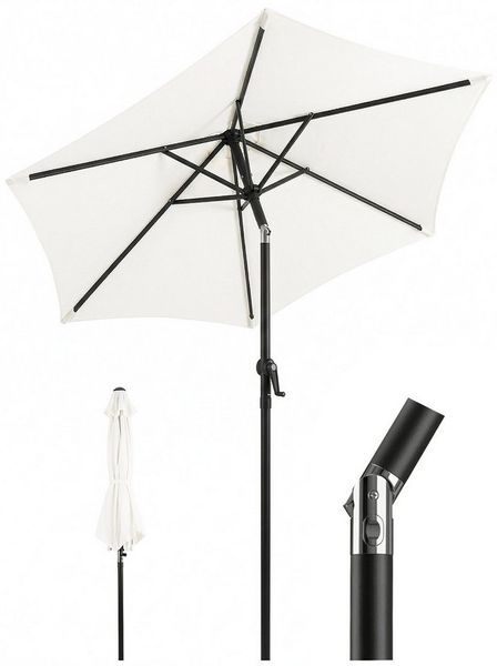 Sekey Sonnenschirm ø 200/270/300 cm Gartenschirm Rund, Marktschirm Knickbar, mit Kurbel, LxB: 200x300 cm, sonnenschirm 200cm, Neigungswinkel, für Balkon Garten, UV 50+