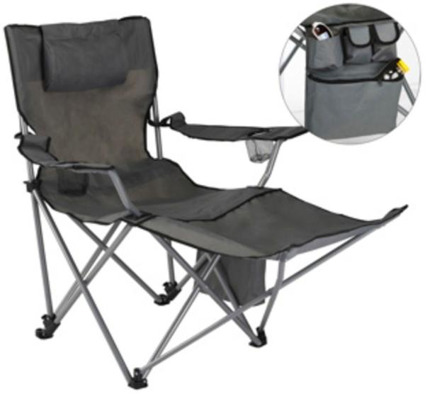 HI Luxus Campingstuhl mit Fußstütze Anthrazit 423912