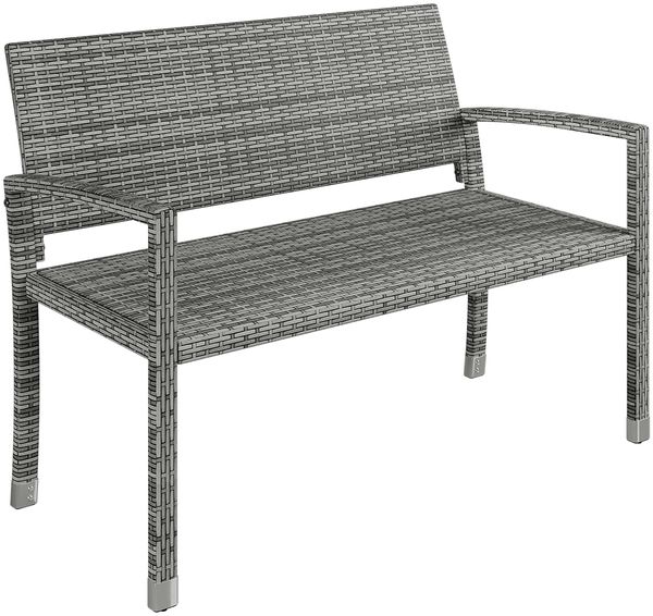 STEELSØN 'Mirador' Polyrattan Bank 2 Sitzer, grau-meliert, 120 cm, wetterfest & UV-beständig, Outdoor Sitzbank, Gartenbank bis 320 kg belastbar
