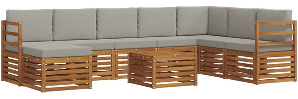 vidaXL Outdoor-Sofagarnitur mit Kissen 9 pcs Natürlich und Hellgrau 3375311 Bild 2