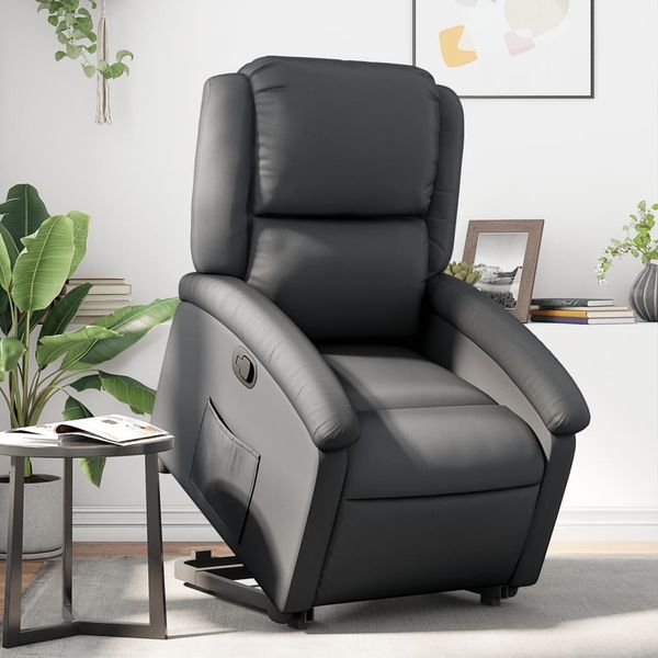 vidaXL Relaxsessel mit Aufstehhilfe Schwarz Echtleder 3204262