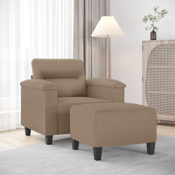 vidaXL Sessel mit Hocker Cappuccino-Braun 60 cm Kunstleder 3201241