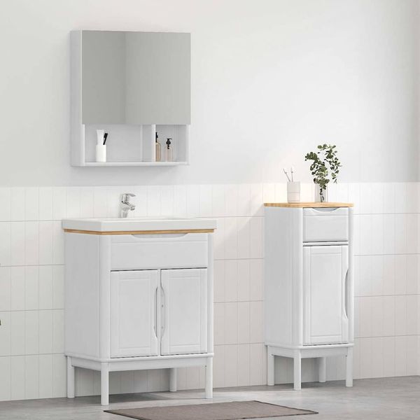 vidaXL Badezimmermöbel-Set mit Tür FLORO 2 pcs Weiß Massivholz Kiefer 3385880