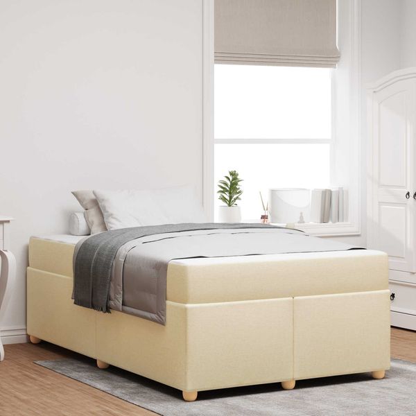 vidaXL Bettrahmen mit Matratze Creme 120 x 190 cm Stoff 3399347