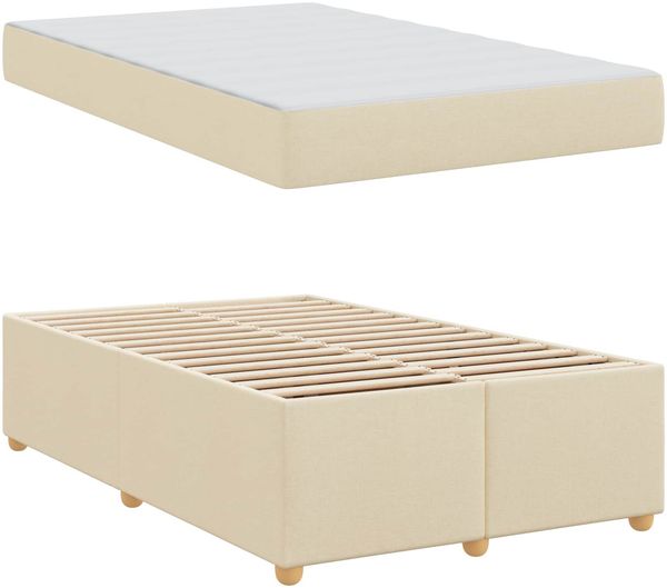 vidaXL Bettrahmen mit Matratze Creme 120 x 190 cm Stoff 3399347 Bild 5