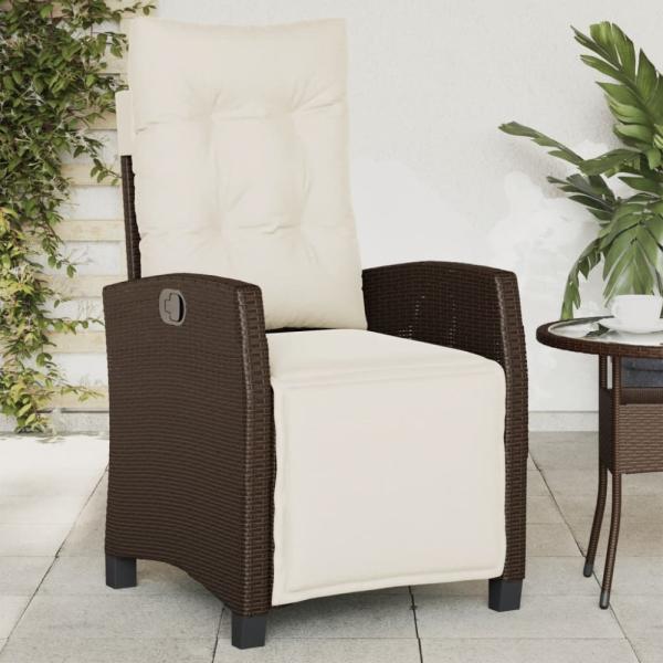 vidaXL Gartensessel mit Fußteil Verstellbar Braun Poly Rattan 365234