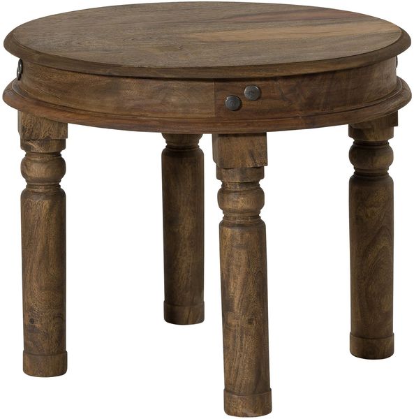 Couchtisch Sheesham rund Ø 60 cm grau geölt LEEDS #05