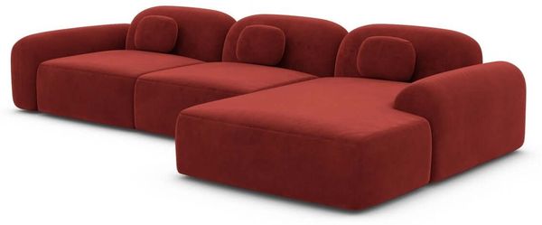 Polster Ecksofa Barcelona L-Form Kurz - Samtstoff - Rot - Rechts
