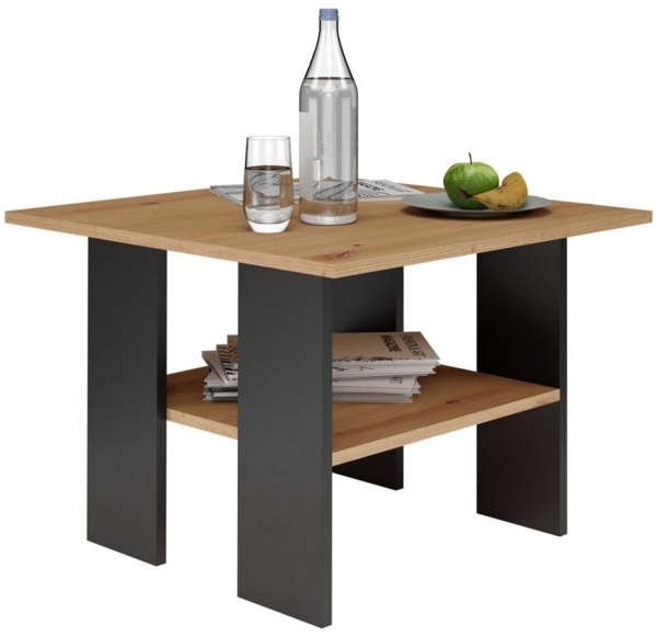 Home Collective Couchtisch Anthrazit-Sonoma braun, Beistelltisch Loft Design, kratzfeste Oberfläche, Wohnzimmer Couch Tisch Beistell 60x60x45 cm