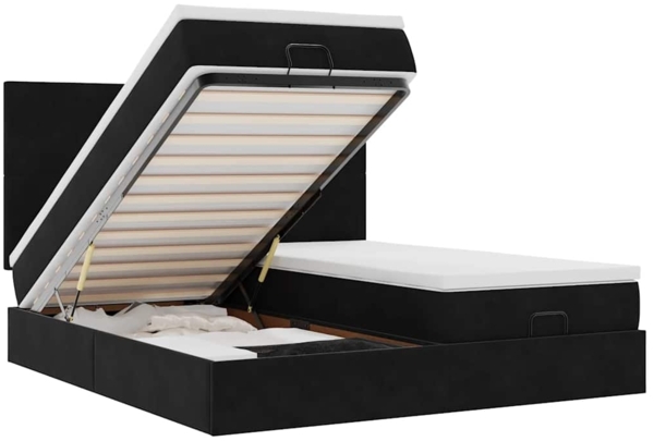 vidaXL Ottoman-Bett mit Matratzen Schwarz 200x200 cm Samt 3313762
